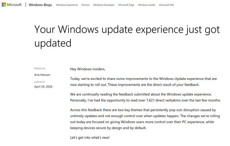 为了挽回用户指南,微软终于不强制你更新Windows了